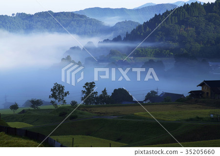 Rural landscape misty morning mountain range 35205660