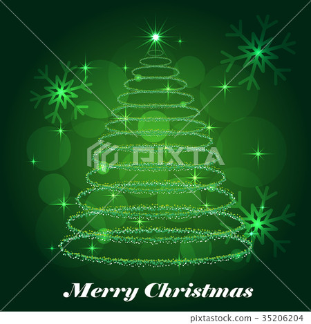 Shining Christmas tree winter background - Stock Illustration [35206204 ...
