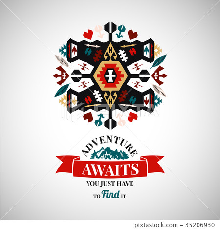 Colorful tribal vector ornamental geometric logo 35206930