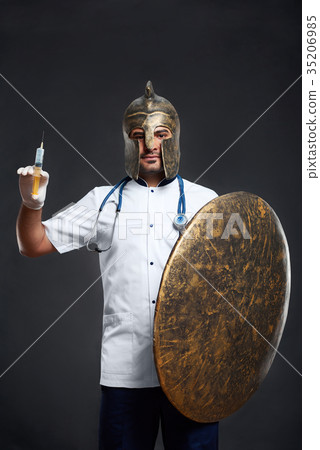Male doctor wearing medieval armor Male doctor wearing medieval armor 35206985
