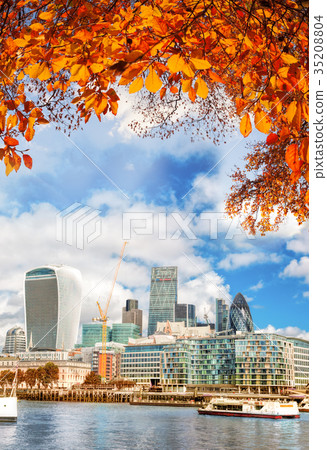 London with modern city center in England, UK 35208804