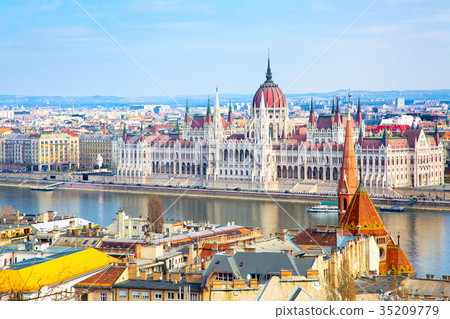 View of Hungarian Parliament building from Buda 35209779
