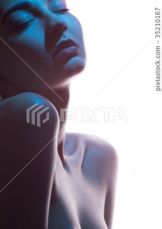 Fashion art studio photo of elegant naked lady 35210167