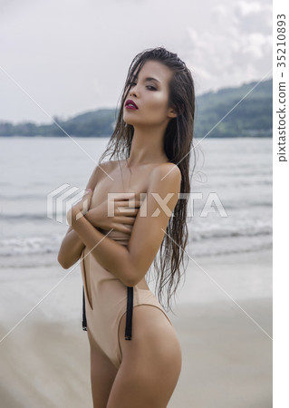 Beautiful sexy Asian model wearing bikini 35210893