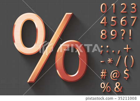 Set of polished copper 3D Numbers and Symbols.-插圖素材 [35211008] - PIXTA圖庫