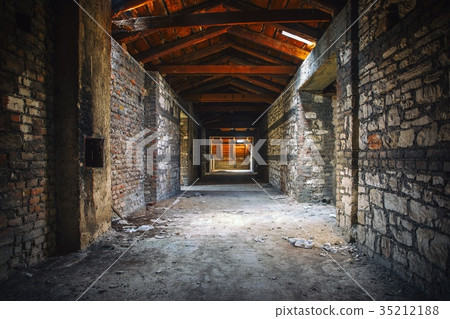 Creepy attic interior at abandoned building Creepy attic interior at abandoned building 35212188