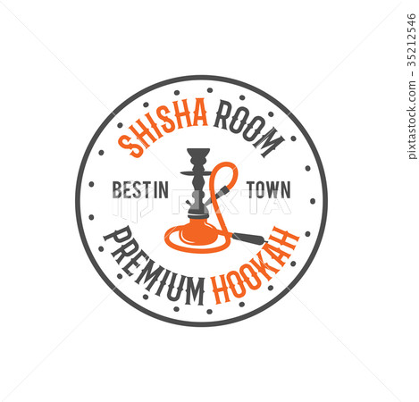 Hookah relax label, badge. Vintage shisha room 35212546