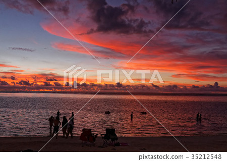 Guam Tumon Beach at dusk Guam Tumon Beach at dusk 35212548