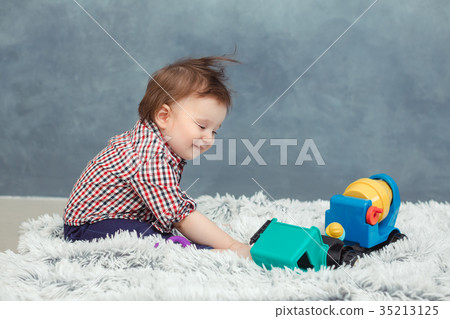 Funny baby toddler boy at home 35213125