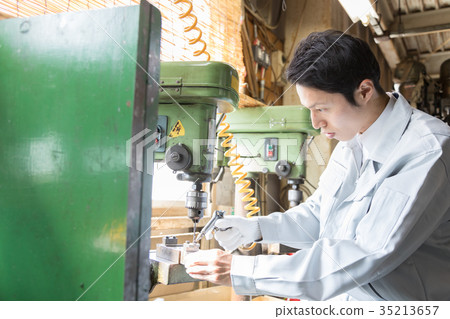 Factory People Working Drills 35213657