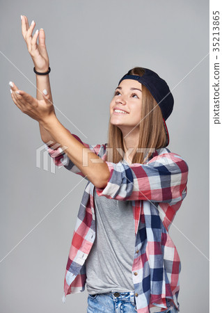 Teen girl catching Teen girl catching 35213865