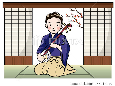 Man playing the shamisen Man playing the shamisen 35214040