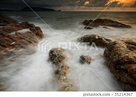 seascape of kalim beach at sunset, Phuket seascape of kalim beach at sunset, Phuket 35214367