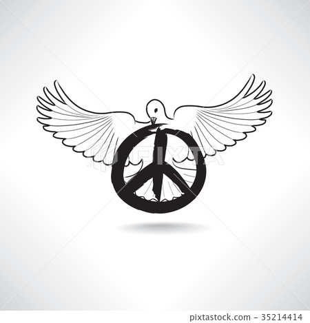 Pigeon symbol. Pacifism sign. Peace day emblem 35214414