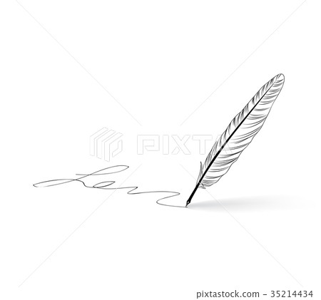 Feather pen icon. Calligraphy sign. Feather pen icon. Calligraphy sign. 35214434