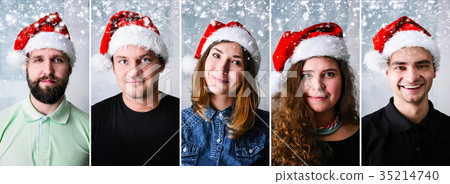 People wearing Santa hat People wearing Santa hat 35214740