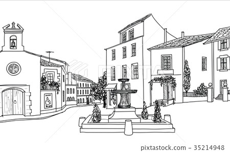 Old city street view. European buldings Cityscape Old city street view. European buldings Cityscape 35214948