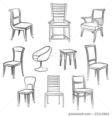 Furniture chair set Room interior decor seat icons 35214962
