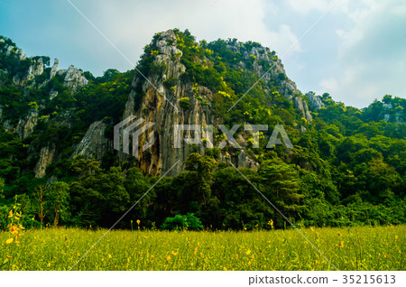Scenic view on a mountain range filled. 35215613