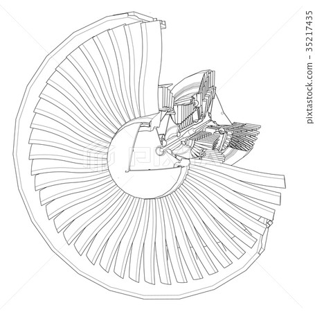 Turbo jet engine aircraft. Vector line 35217435