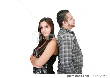 Woman mad at her husband against a white Woman mad at her husband against a white 35217946