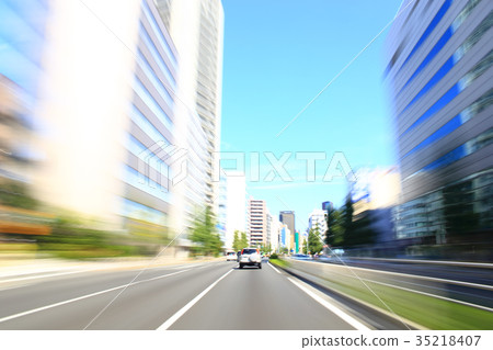 Car traveling on Tokyo's main road Car traveling on Tokyo's main road 35218407