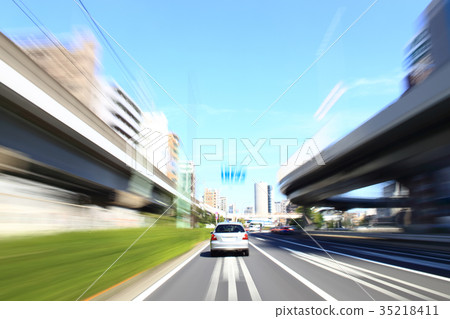 Car traveling on Tokyo's main road Car traveling on Tokyo's main road 35218411