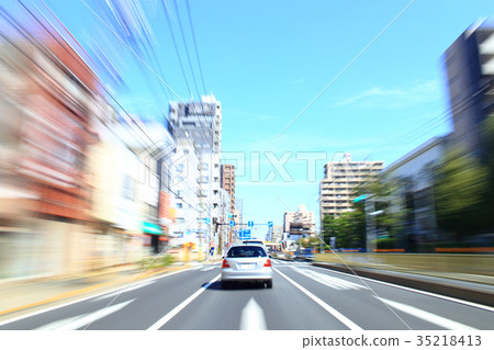 Car traveling on Tokyo's main road Car traveling on Tokyo's main road 35218413