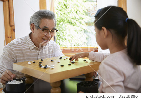 Grandfather, granddaughter 35219880