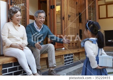 Grandfather, grandmother, granddaughter 35220455