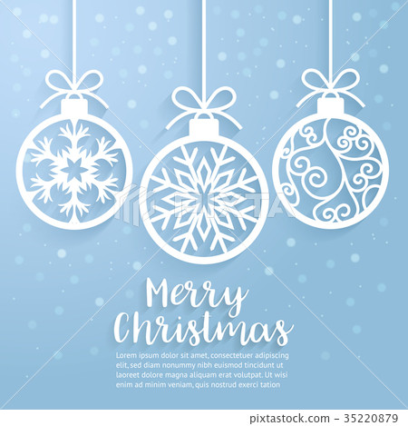 Merry Christmas ball paper cut art. Merry Christmas ball paper cut art. 35220879