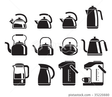 Kettle icons set. Vector illustrations. 35220880