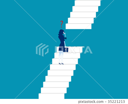 Businesswoman standing and looking stair. 35221213