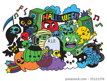 Vector illustration of Monsters and cute ghost  35221376