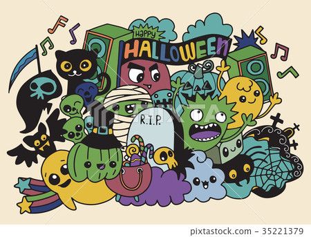 Vector illustration of Monsters and cute ghost Vector illustration of Monsters and cute ghost 35221379
