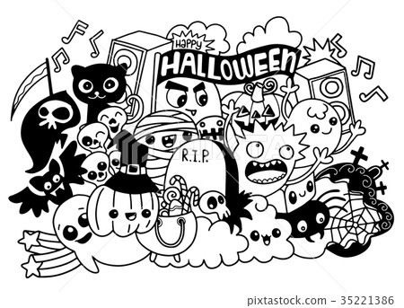 Vector illustration of Monsters and cute ghost Vector illustration of Monsters and cute ghost 35221386