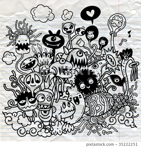Vector illustration of Cute hand-drawn Halloween 35222251