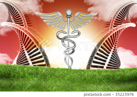 Dna and caduceus sign 35223976