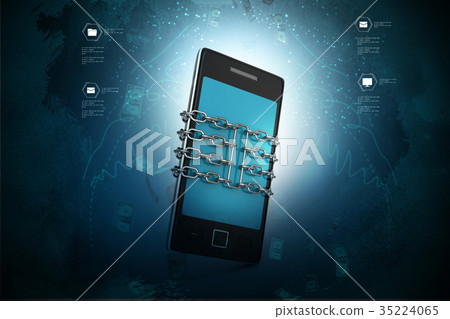 Smart phone with chain, safety concept Smart phone with chain, safety concept 35224065