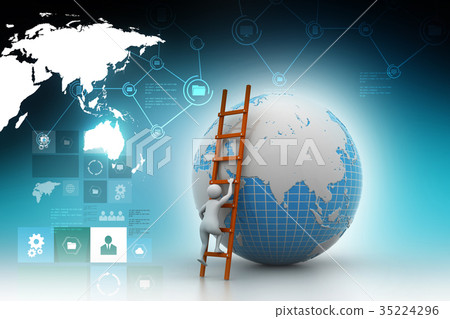 Earth globe and ladder 35224296