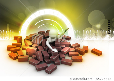 3d man under the bricks 3d man under the bricks 35224478