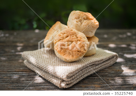 Homemade fresh classic scone on wood background Homemade fresh classic scone on wood background 35225740