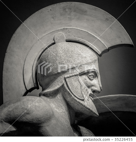Man in helmet Greek ancient sculpture of warrior 35226455