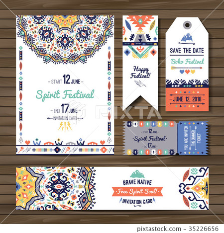 Collection of banners with bright tribal elements 35226656