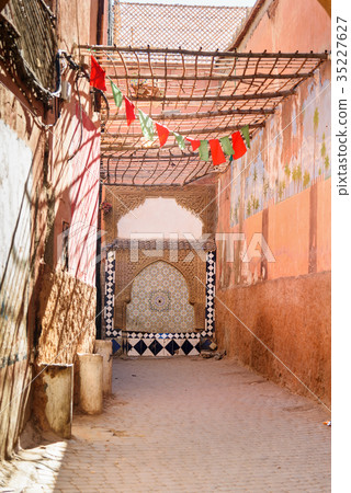 Ornamental drinking fountain in medina  Marrakesh 35227627