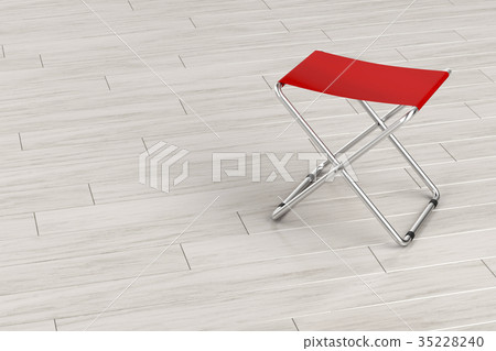 Folding stool on wooden floor 35228240
