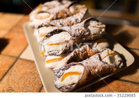 pastry on plate at bakery pastry on plate at bakery 35229085