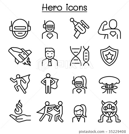 Hero icon set in thin line style Hero icon set in thin line style 35229408
