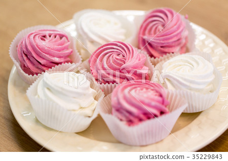 zephyr or marshmallow dessert on plate zephyr or marshmallow dessert on plate 35229843
