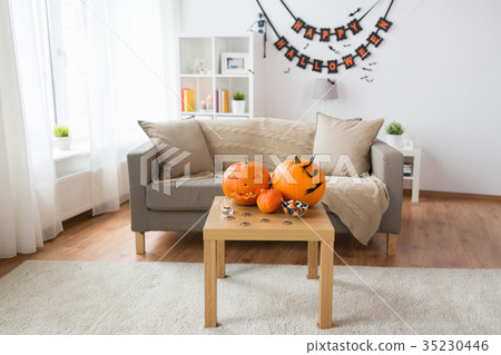 jack-o-lantern and halloween decorations at home jack-o-lantern and halloween decorations at home 35230446